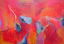 Non-objective abstract art using acrylic paint on canvas and paper by Fine Art Painter Hal Fielding in Santa Fe, New Mexico